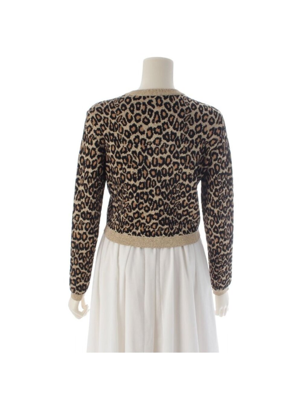 Miu Miu Wool Leopard Lame Cardigan Long Sleeve Mmf 076 Brown 36 - Picture 4 of 10